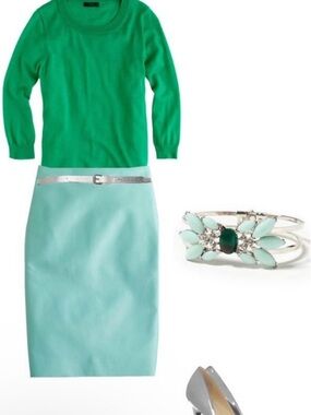 NWT JCrew J. Crew No 2 Pencil Skirt in Mint Green Cotton